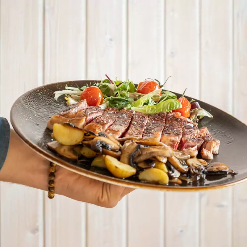 Inicio 14 Plato de carne con ensalada